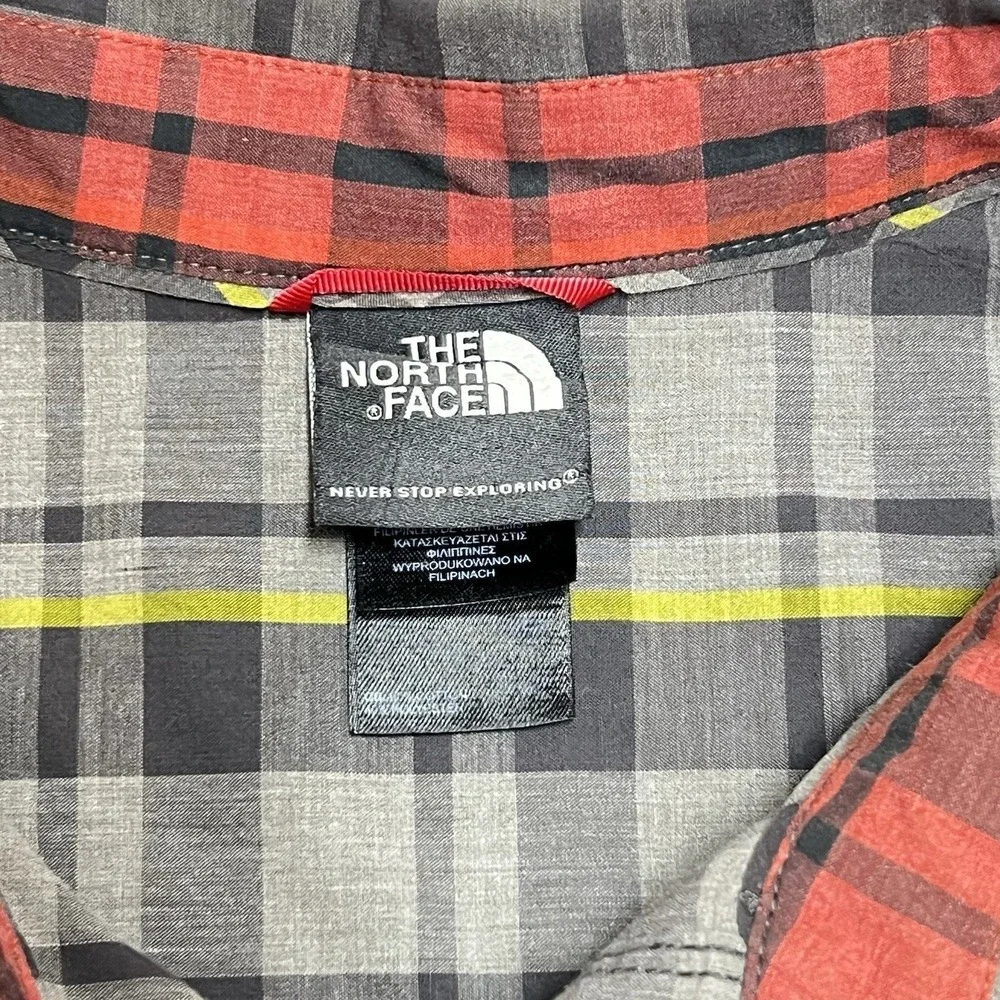 The‎ North Face Mens XL Grey Yellow Plaid Long Sleeve Button Down Shirt Hiking